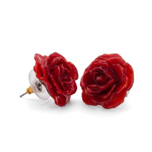 Real Rose Stud Pierced Earrings