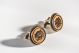 Rose Engraved Barrel Wood Cuff Links