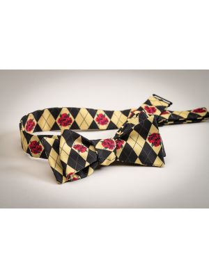 FRB Knotty Tie Butter/Black Cluster Arygle Bowtie